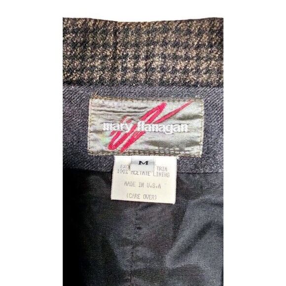 VTG Mary Flanagan Jacket Womens Medium Black Patchwork Blazer Wool Wearable Art - Picture 5 of 6